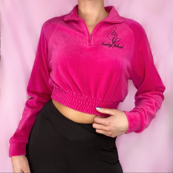 Baby Phat Tops - Baby Phat Cropped Velour Sweatshirt